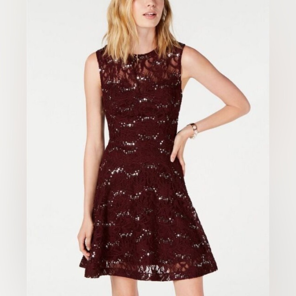 Speechless Dark Red Mini Dress F1